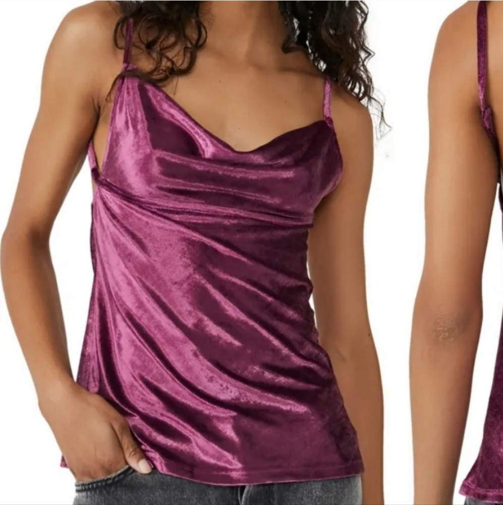 NWT Free People All Night Velvet Tunic Fig Jam